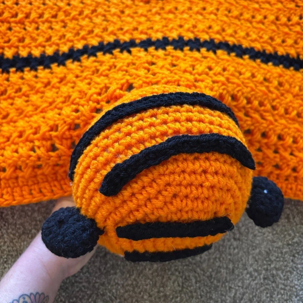 Handmade Crocheted Tiger Baby Blanket Kids Afghan Throw Orange Costume Plush